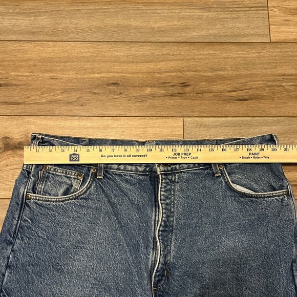 Men's Carhartt Fleece Lined Jeans SZ 42 x 32 VTG USA Made Denim Blue B155 DST - Picture 11 of 12